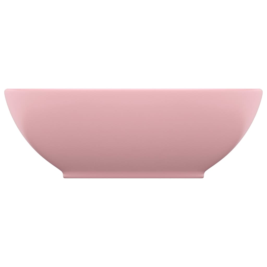 vidaXL Lyxigt ovalt handfat matt rosa 40x33 cm keramik