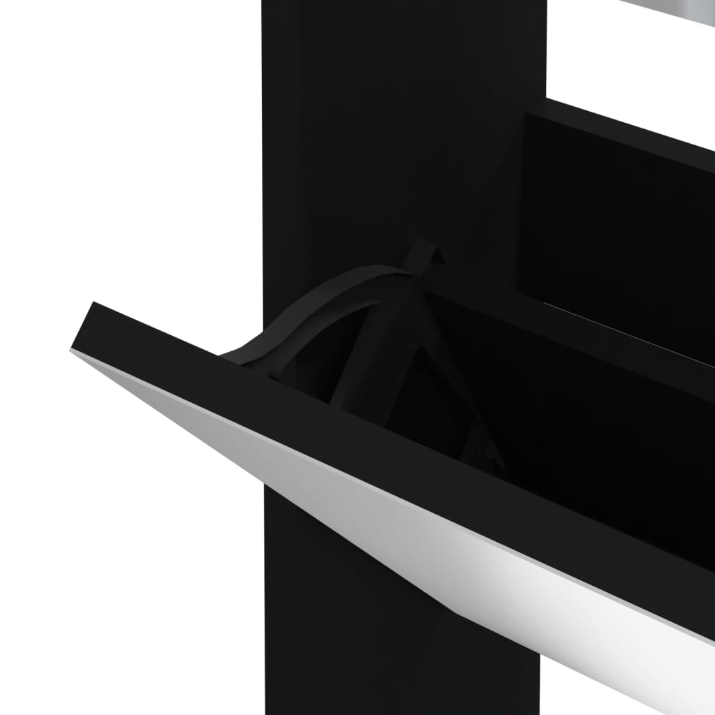 vidaXL Skoskåp med 3 skåp svart 63x17x102,5 cm