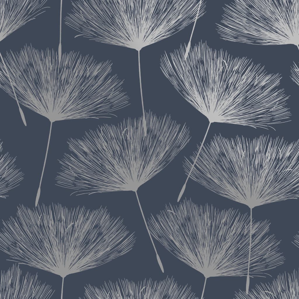 DUTCH WALLCOVERINGS Tapet Fleur marinblå och grå