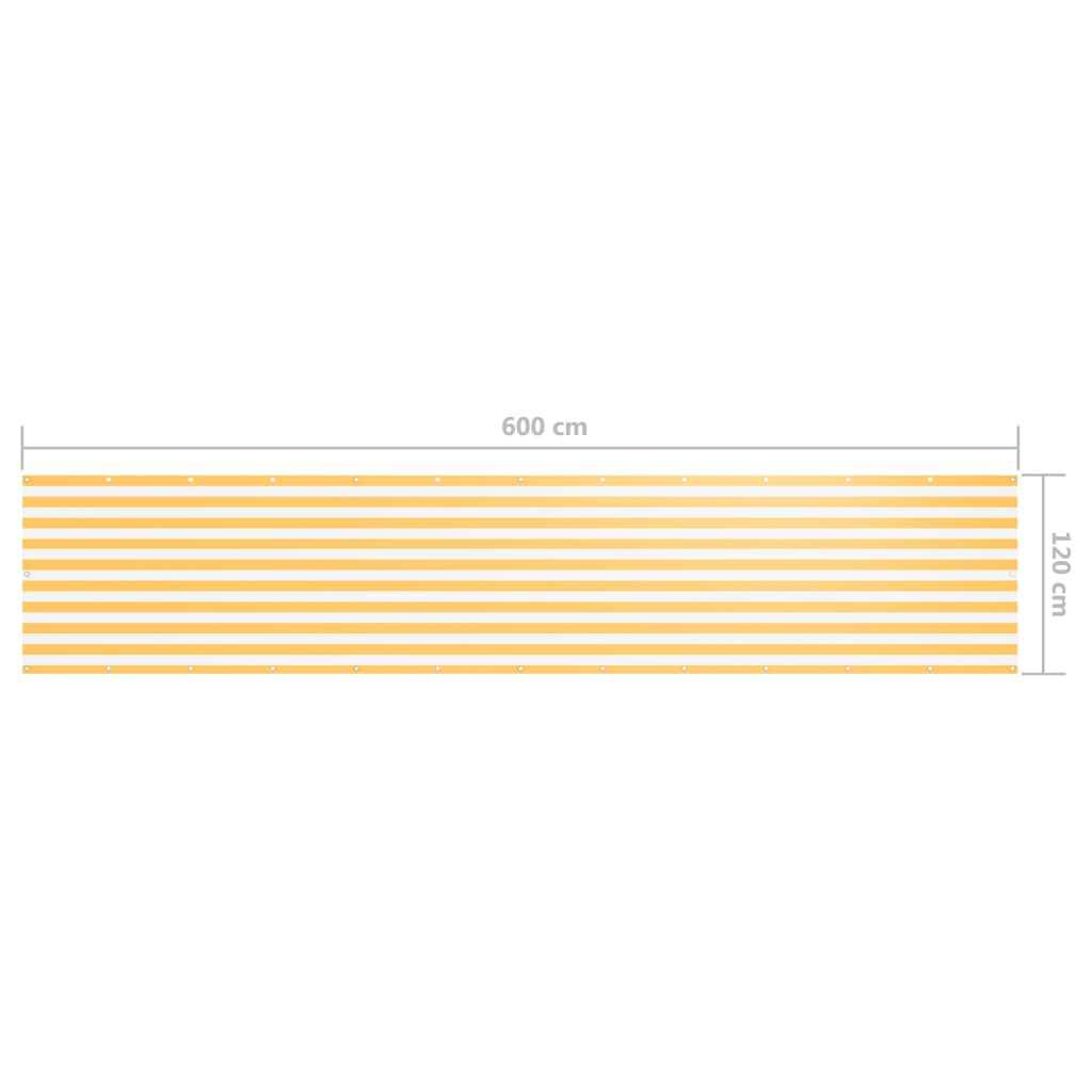 vidaXL Balkongskärm vit och gul 120x600 cm oxfordtyg