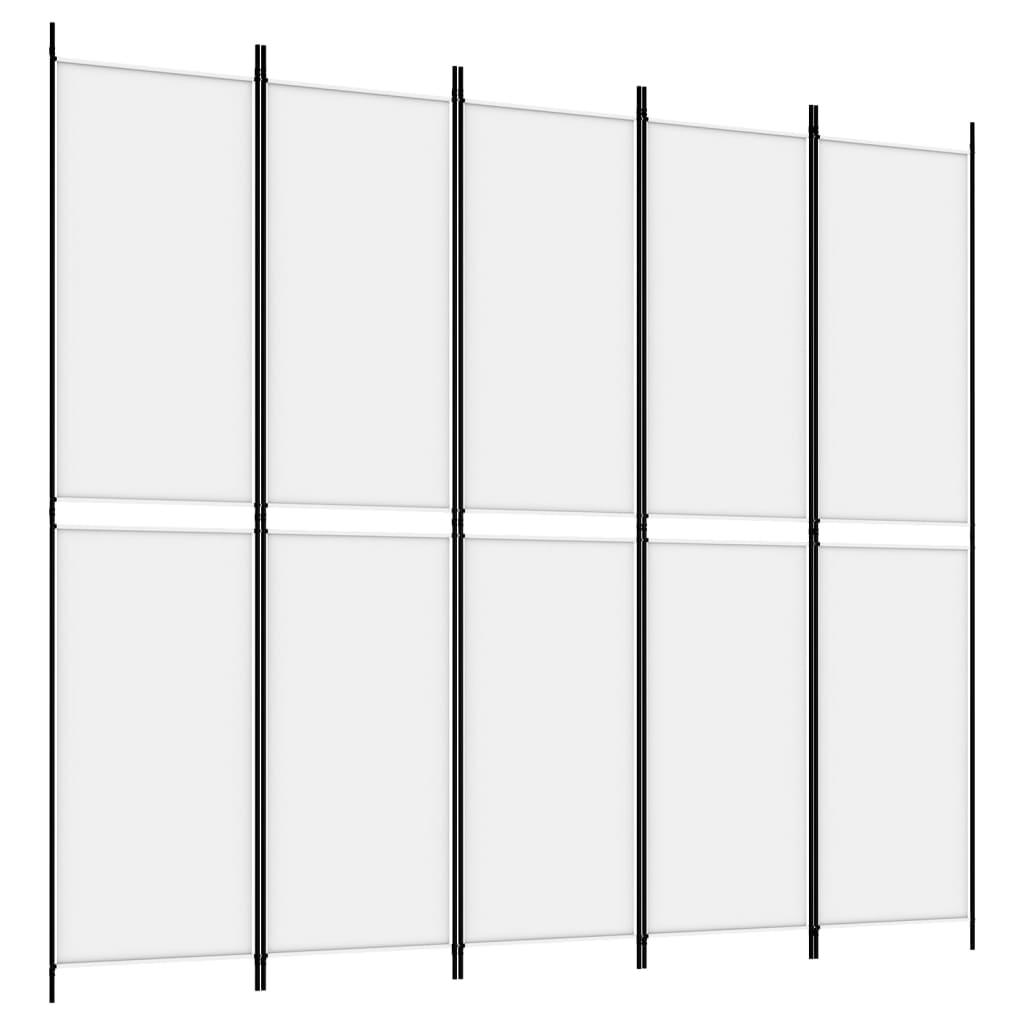 vidaXL Rumsavdelare 5 paneler vit 250x220 cm tyg