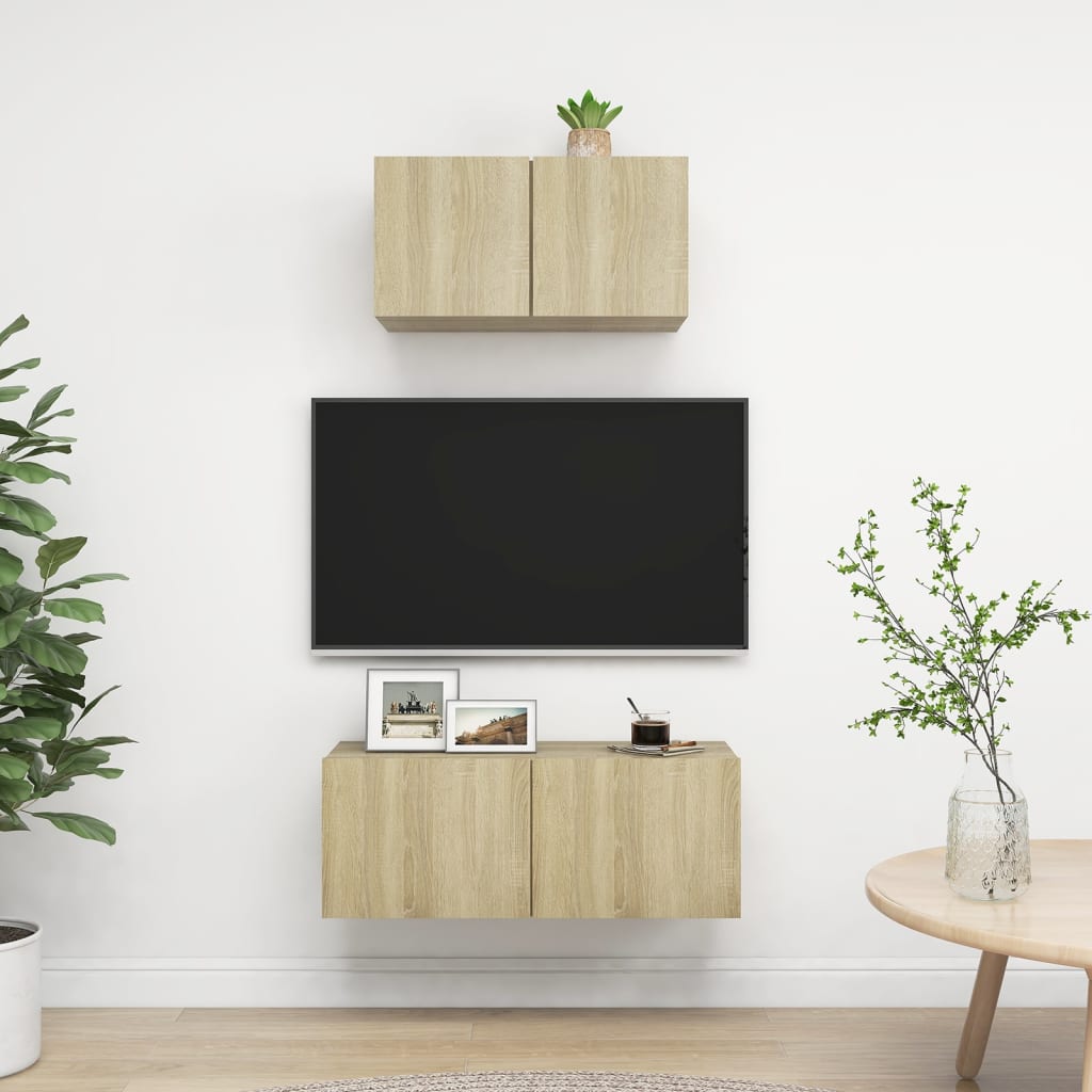 vidaXL TV-skåp 2 delar sonoma-ek konstruerat trä