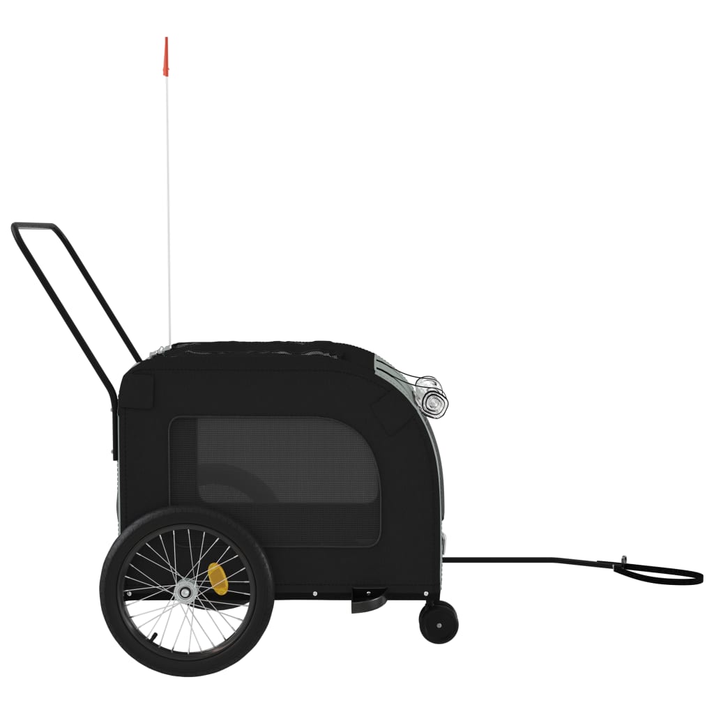 vidaXL Cykelvagn för djur svart och grå oxfordtyg och järn