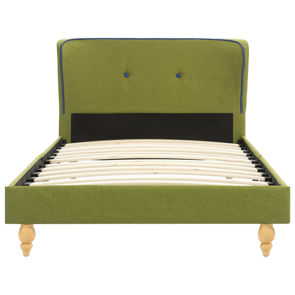vidaXL Säng med madrass grön tyg 90x200 cm