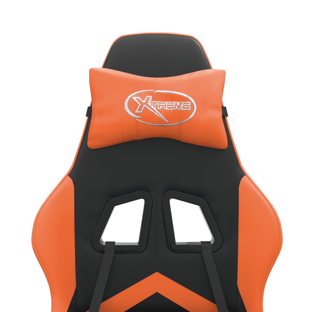 vidaXL Snurrbar gamingstol med fotstöd svart och orange konstläder
