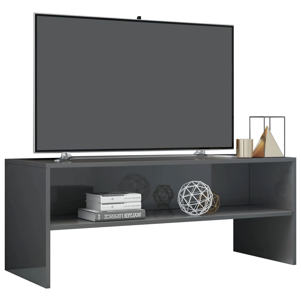 vidaXL TV-bänk grå högglans 100x40x40 cm konstruerat trä