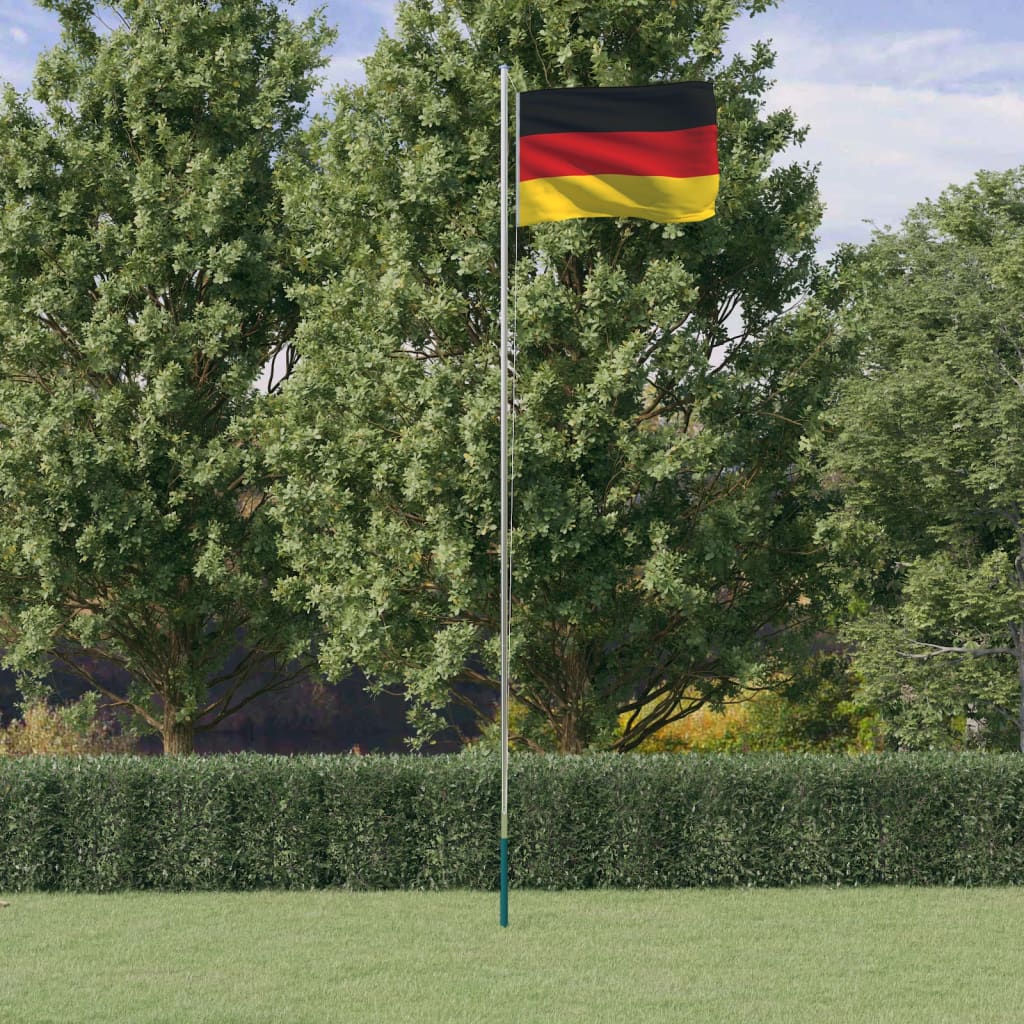 vidaXL Tysklands flagga och flaggstång 6,23 m aluminium