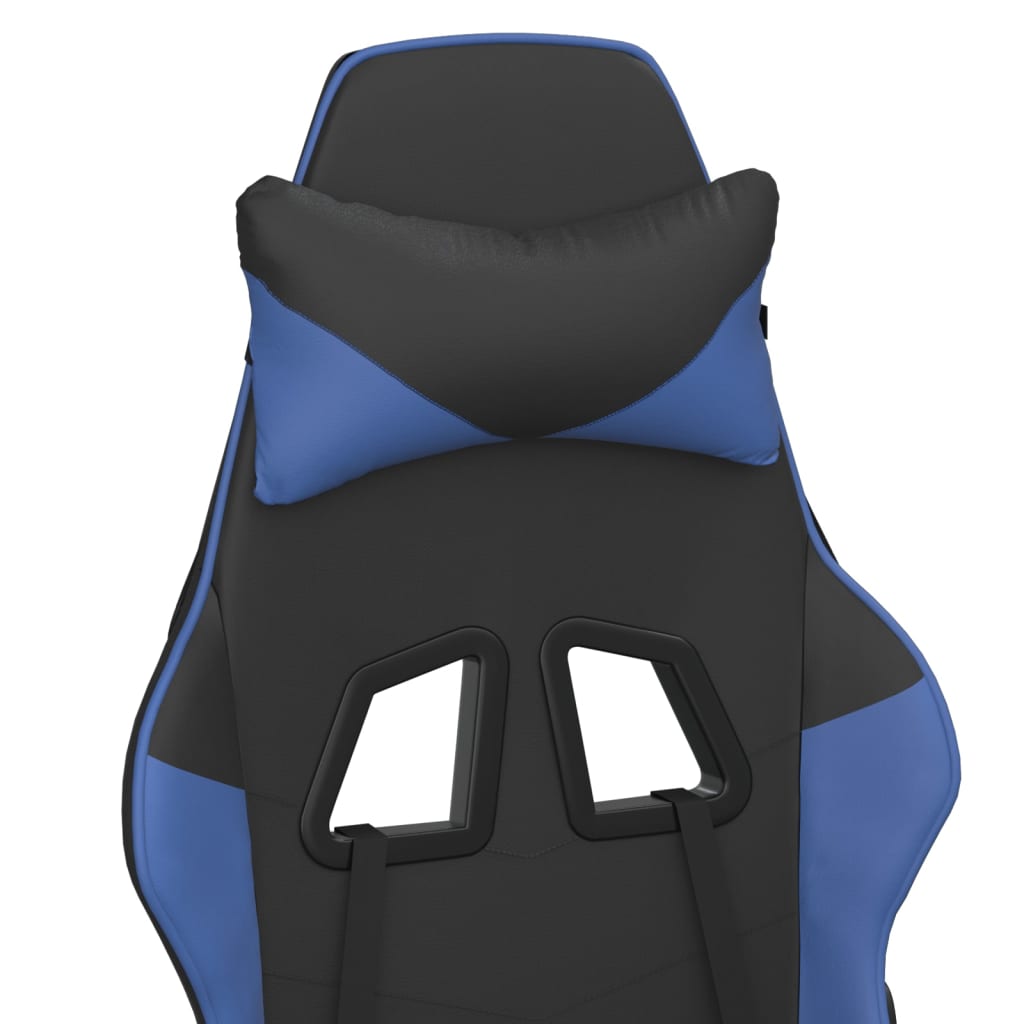 vidaXL Gamingstol med massage och fotstöd svart och blå konstläder