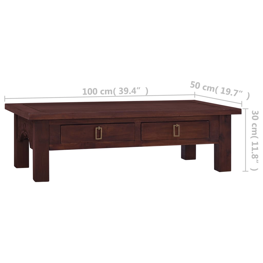 vidaXL Soffbord klassisk brun 100x50x30 cm massiv mahogny