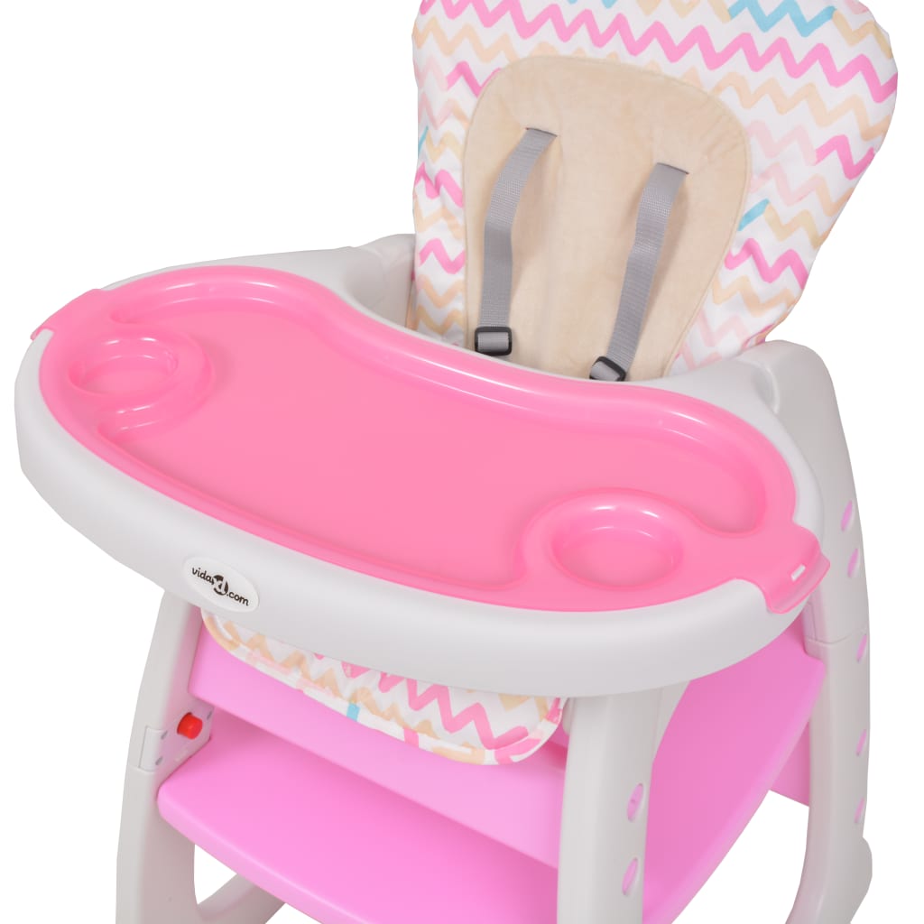 vidaXL 3-i-1 Konvertibel barnstol med bord rosa