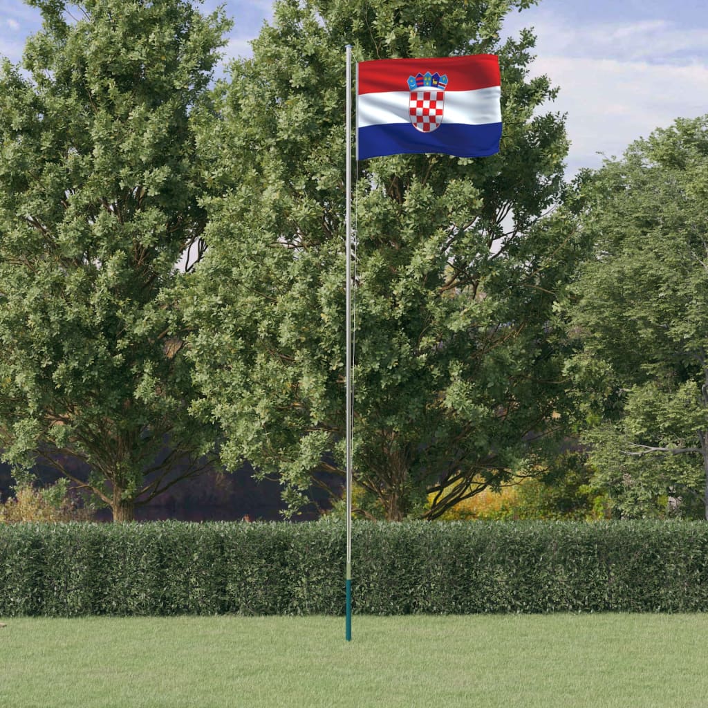 vidaXL Kroatiens flagga med flaggstång 6,23 m aluminium