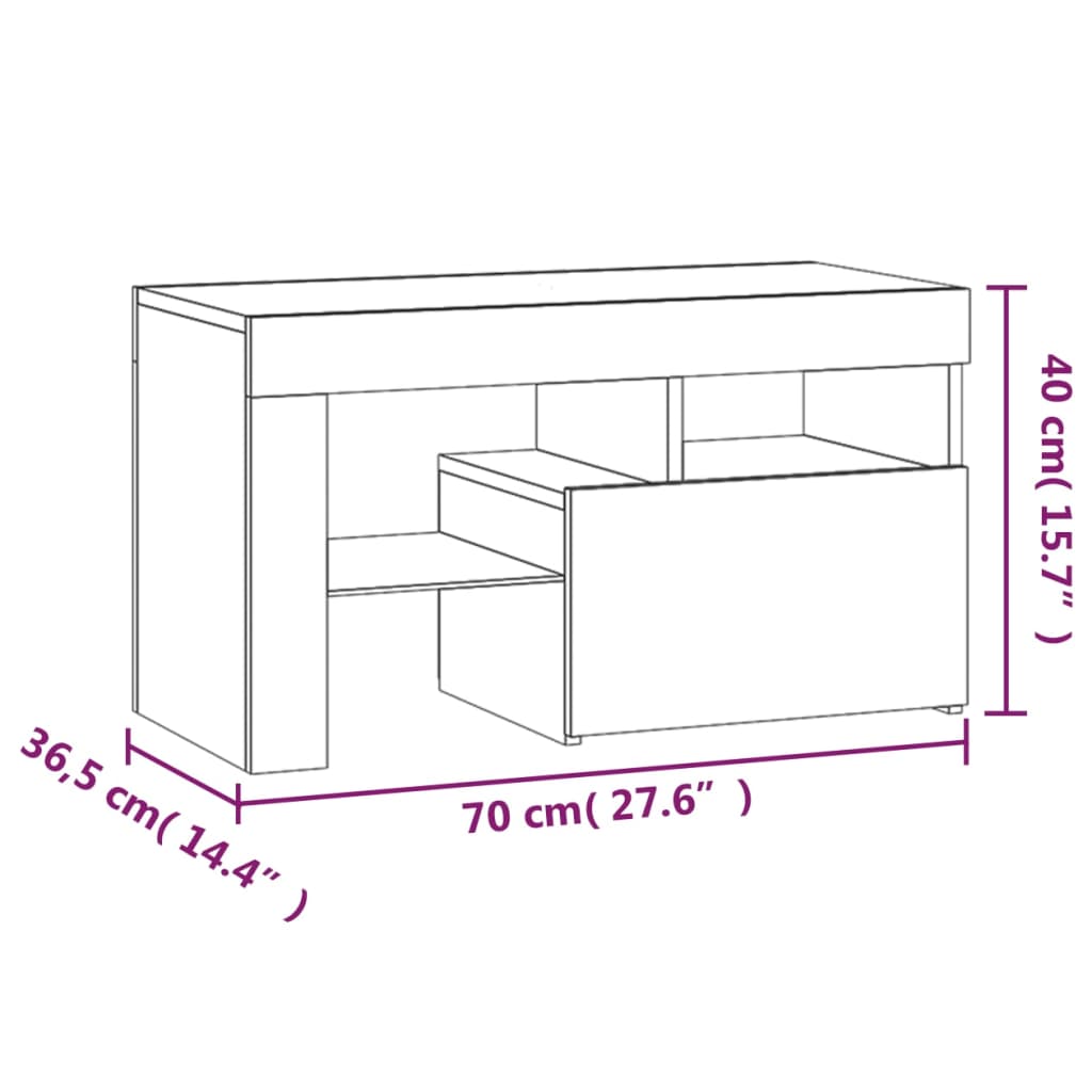vidaXL Sängbord 2 st med LED-belysning grå sonoma 70x36,5x 40 cm