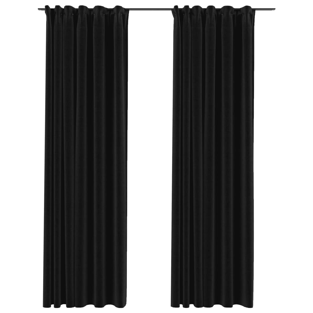 vidaXL Mörkläggningsgardiner med krokar 2 st antracit 140x245 cm