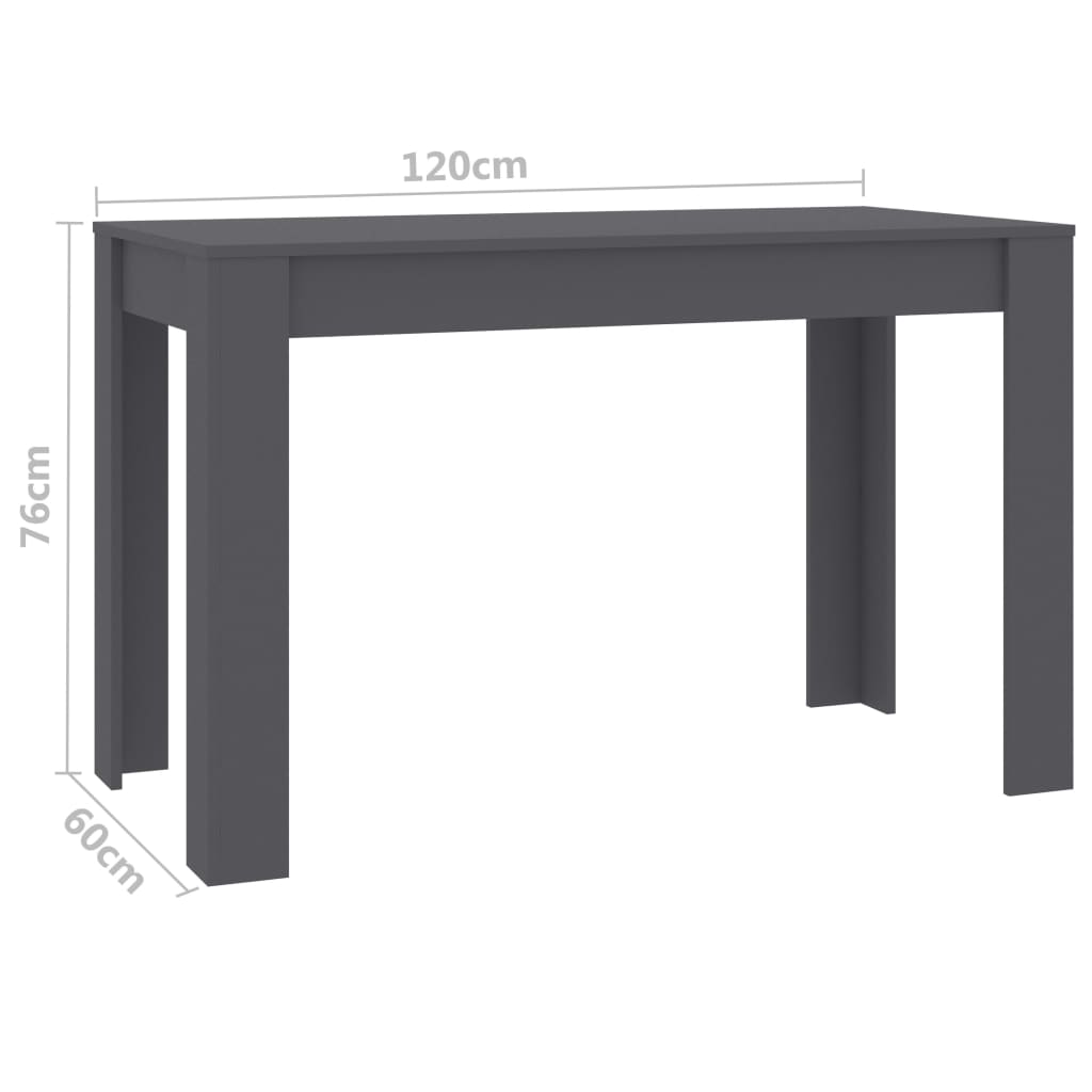 vidaXL Matbord grå 120x60x76 cm konstruerat trä