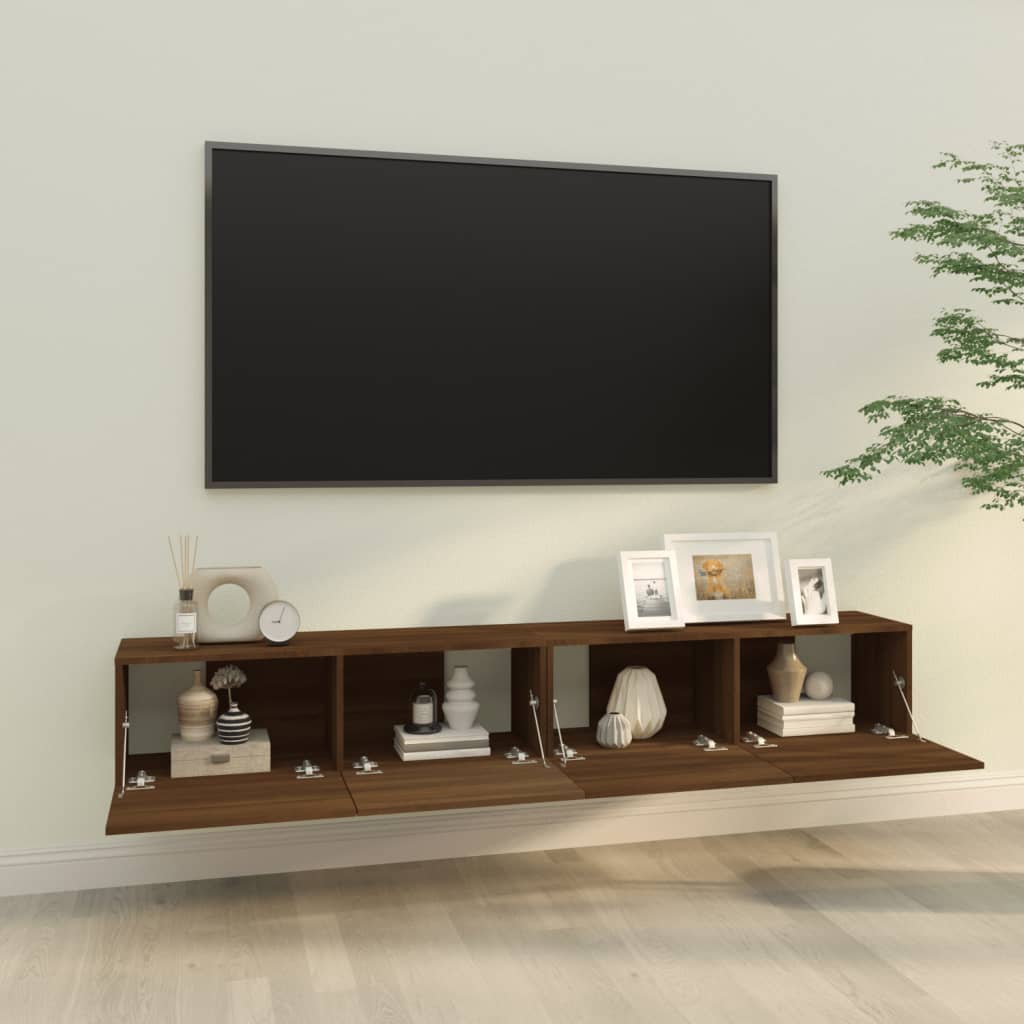 vidaXL Väggmonterade tv-bänkar 2 st brun 100x30x30 cm konstruerat trä