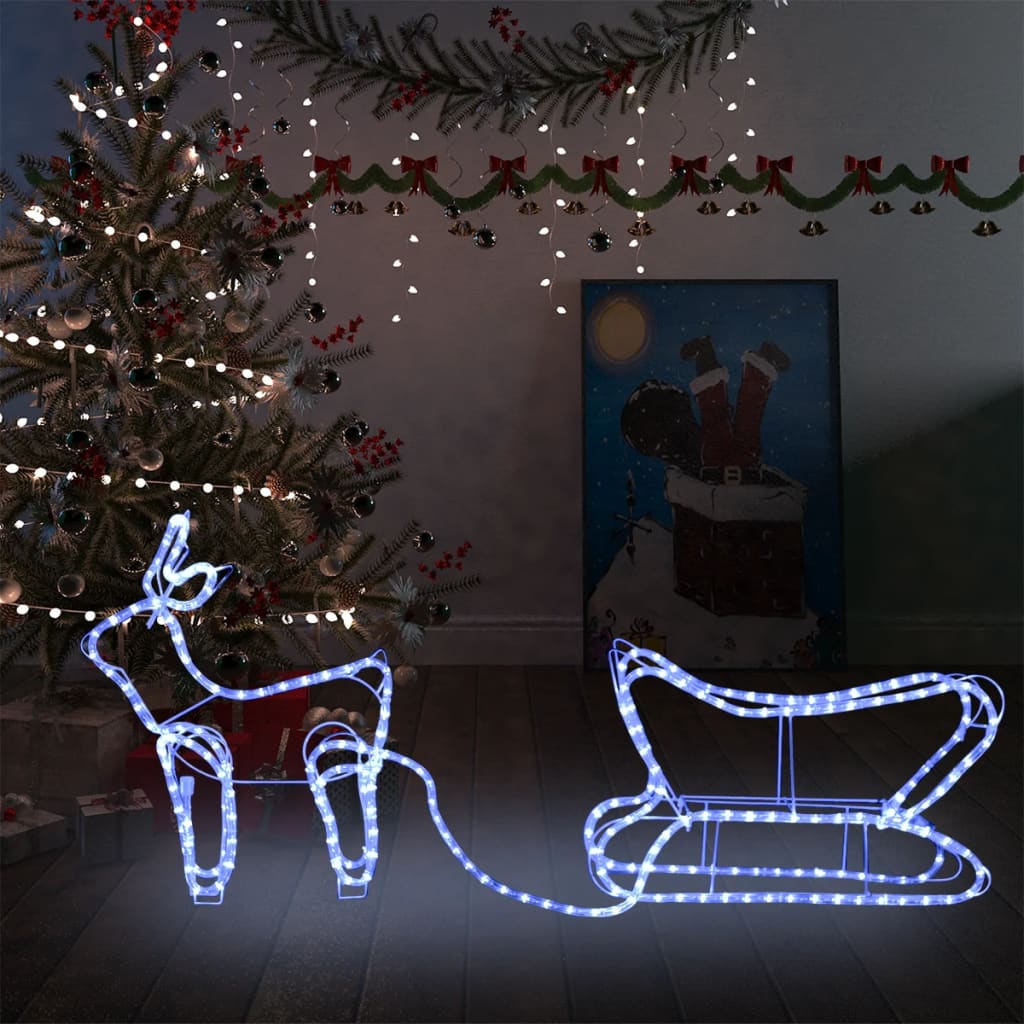 vidaXL Juldekoration renar och släde 252 lysdioder