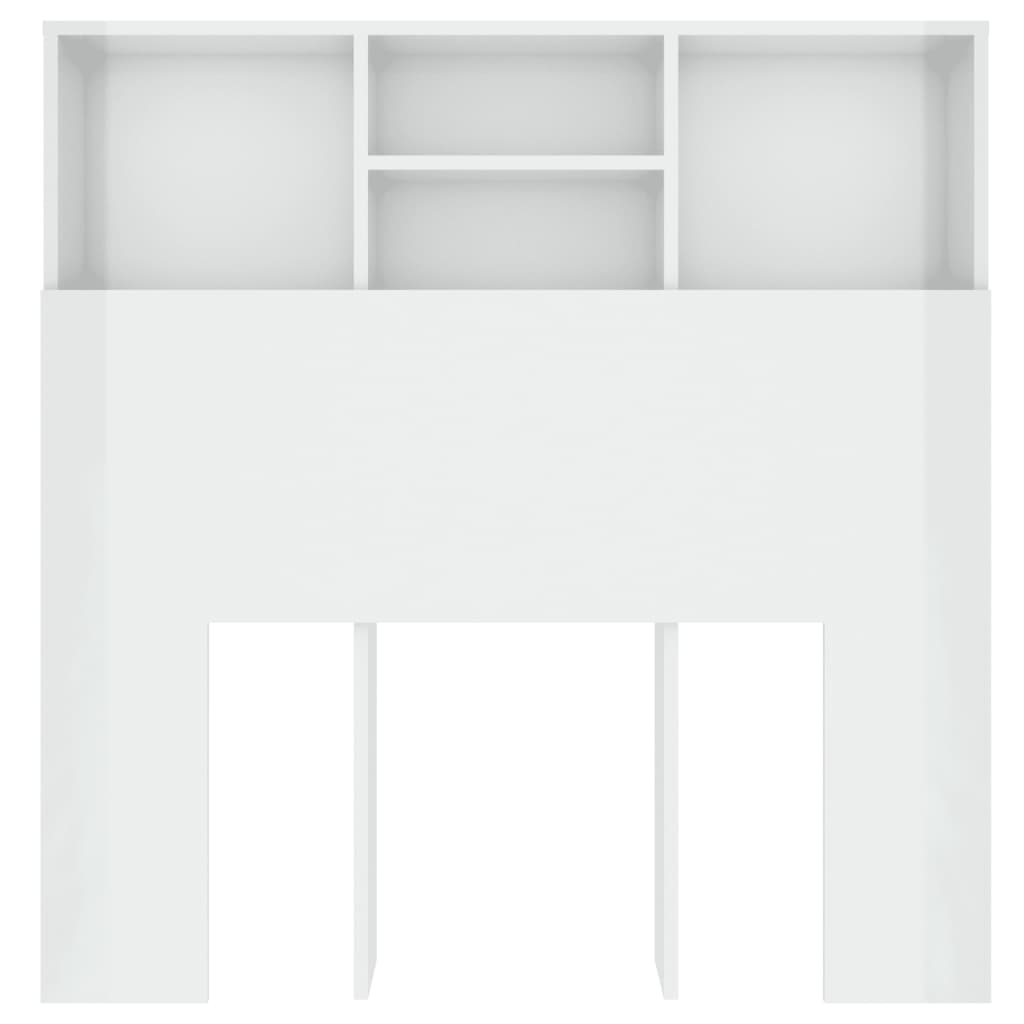 vidaXL Sänggavel med förvaring vit högglans 100x19x103,5 cm