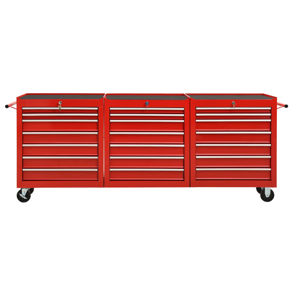 vidaXL Verktygsvagn med 21 lådor stål röd