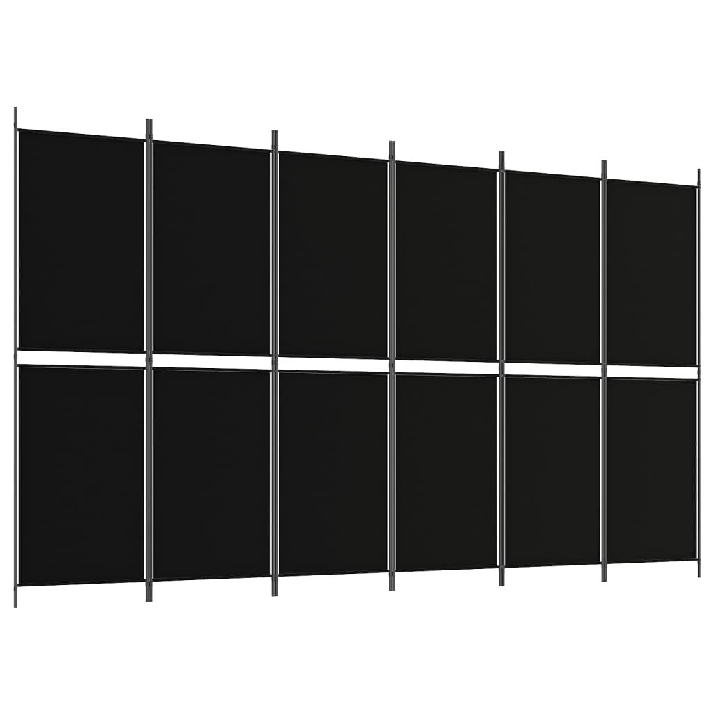 vidaXL Rumsavdelare 6 paneler svart 300x180 cm tyg