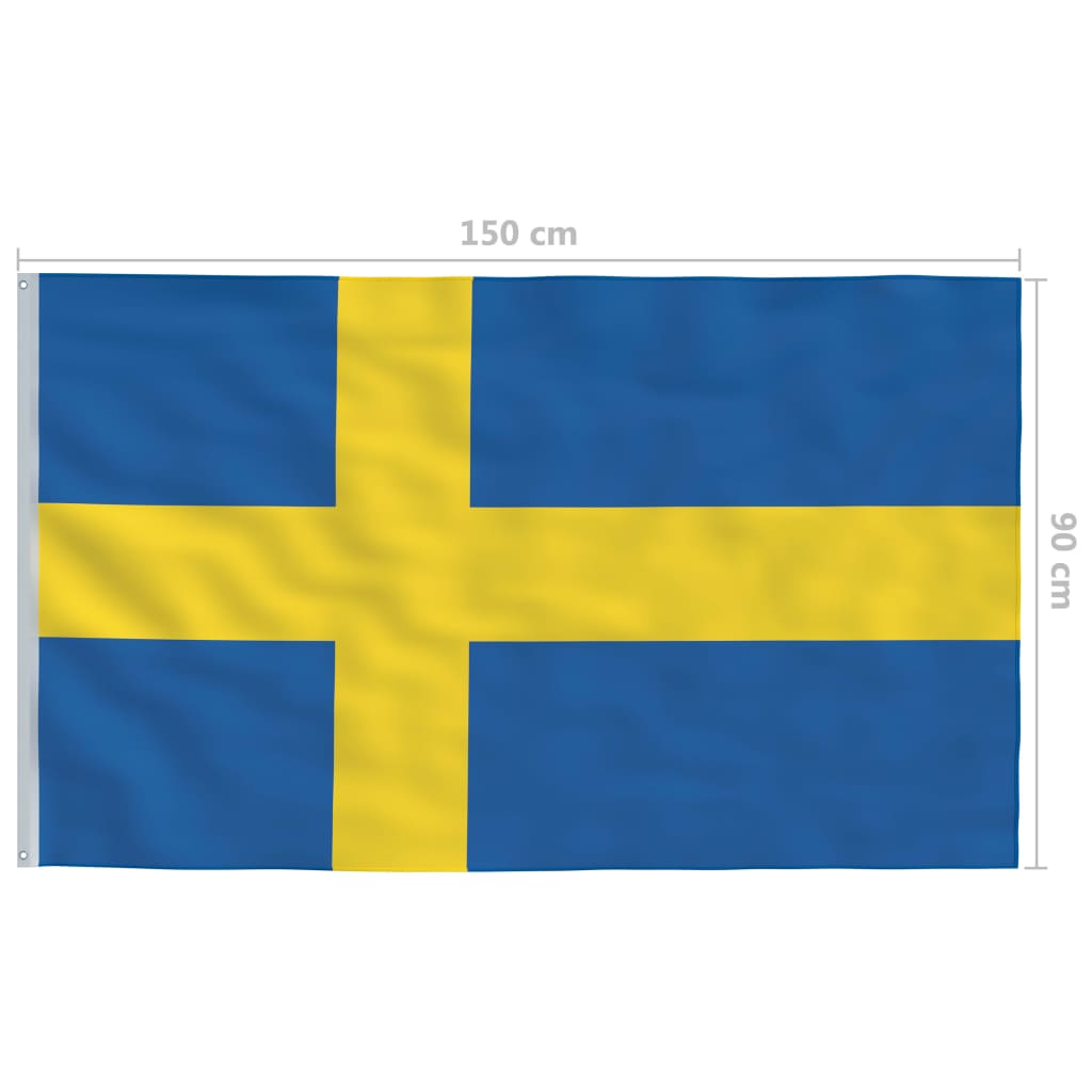 vidaXL Sveriges flagga och flaggstång i aluminium 4 m