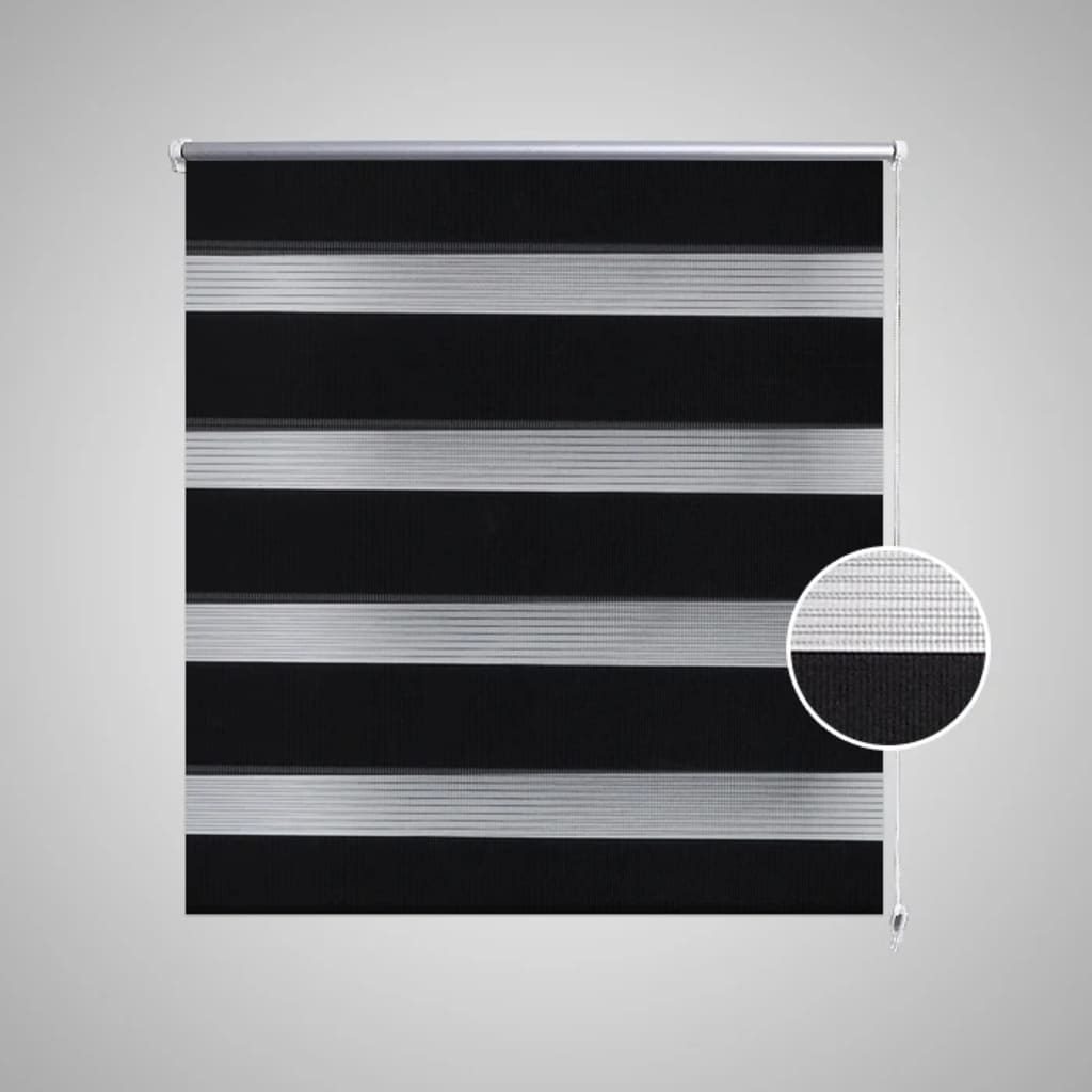 Rullgardin randig svart 120 x 230 cm transparent