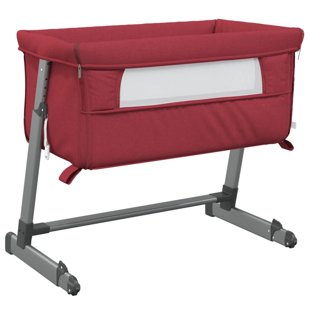 vidaXL Babysäng med madrass röd linnetyg