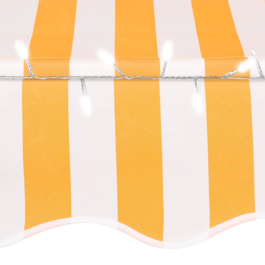 vidaXL Markis manuellt infällbar med LED 350 cm vit och orange