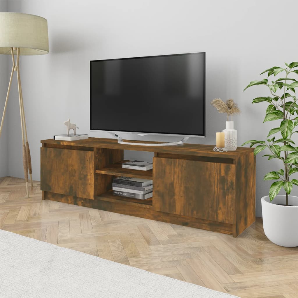 vidaXL Tv-bänk rökfärgad ek 120x30x35,5 cm konstruerat trä
