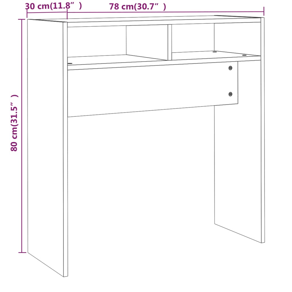 vidaXL Avlastningsbord grå sonoma 78x30x80 cm konstruerat trä