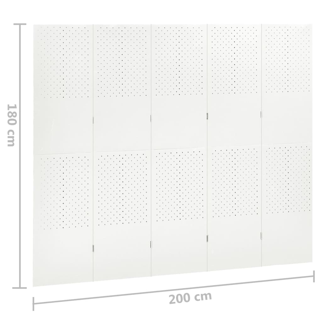 vidaXL Rumsavdelare 5 paneler 2 st vit 200 x 180 cm stål
