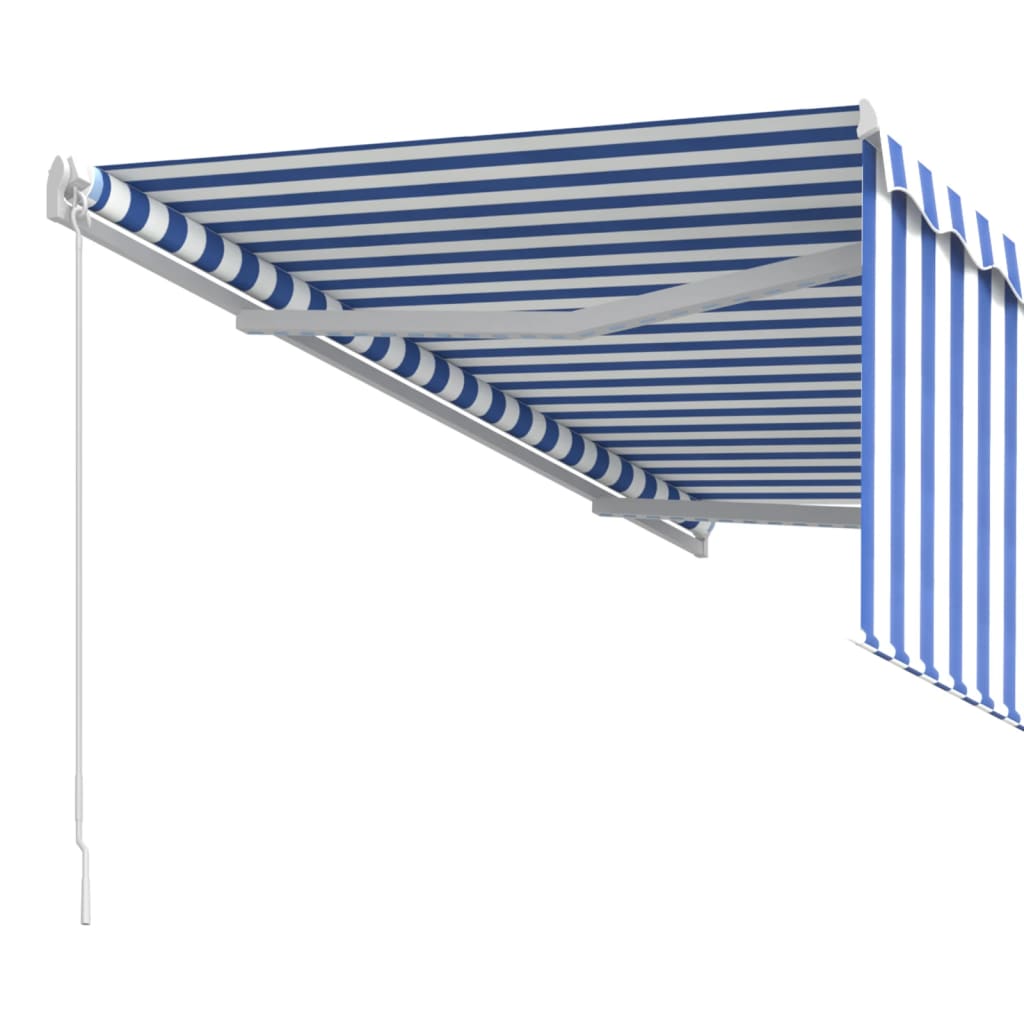 vidaXL Manuell markis med rullgardin 3x2,5 m blå och vit