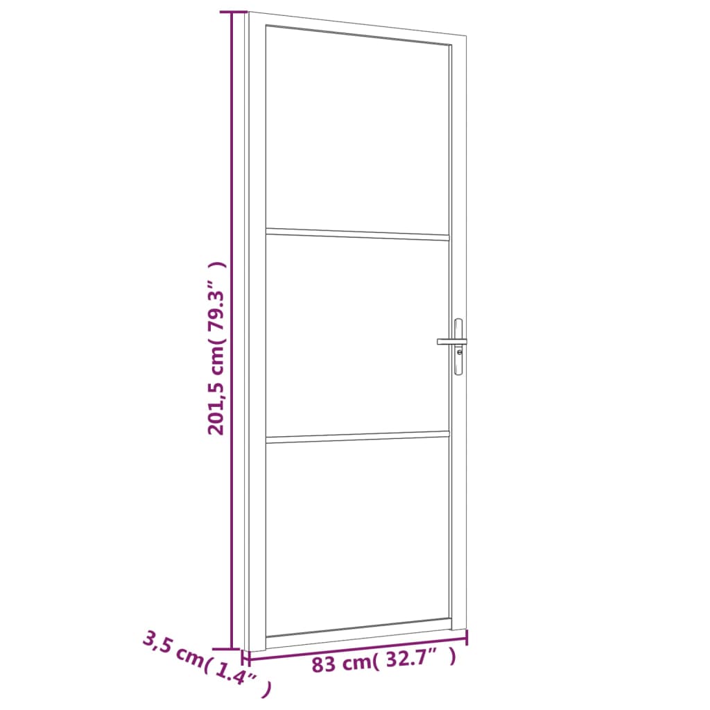 vidaXL Innerdörr 83x201,5 cm vit ESG-glas och aluminium