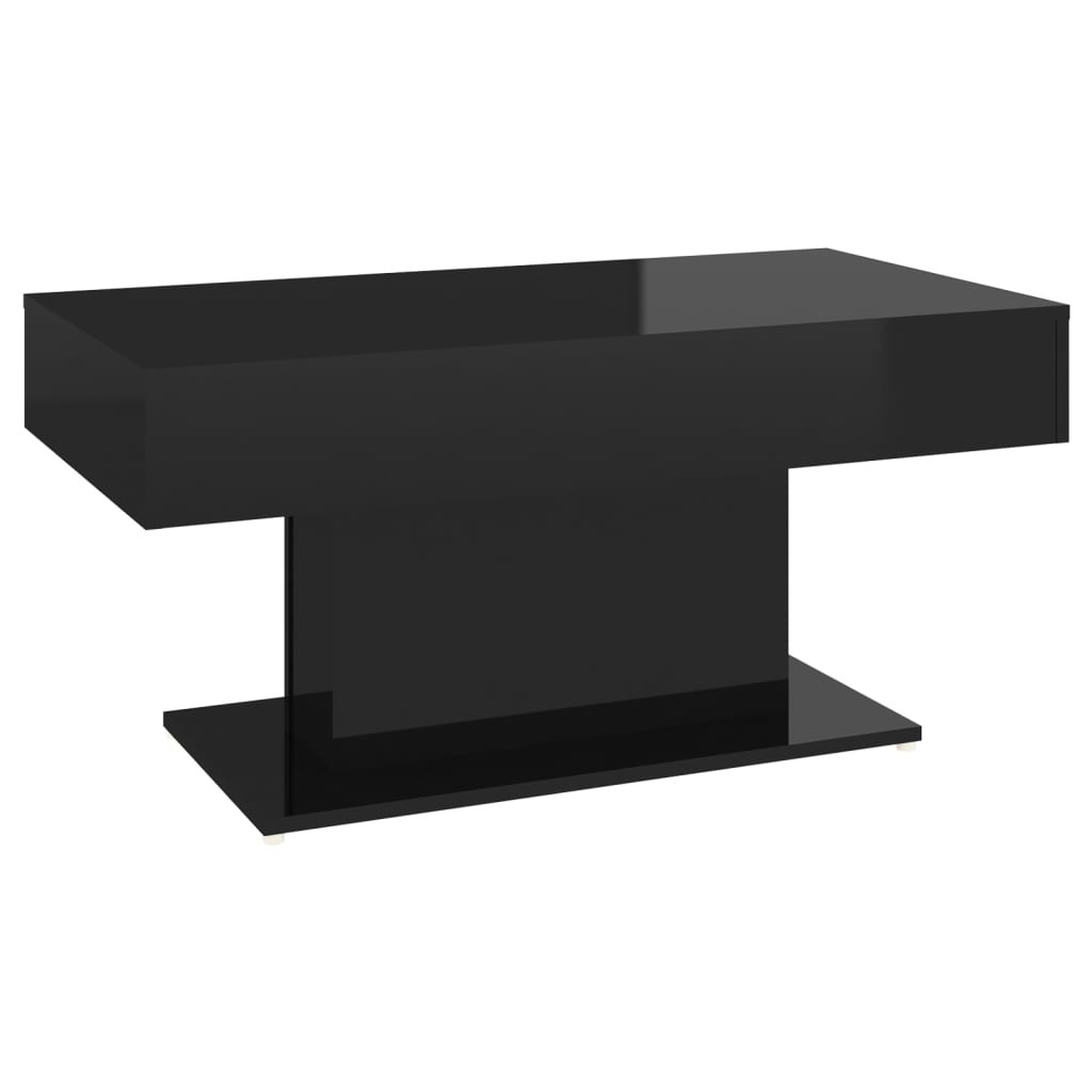 vidaXL Soffbord svart högglans 96x50x45 cm konstruerat trä