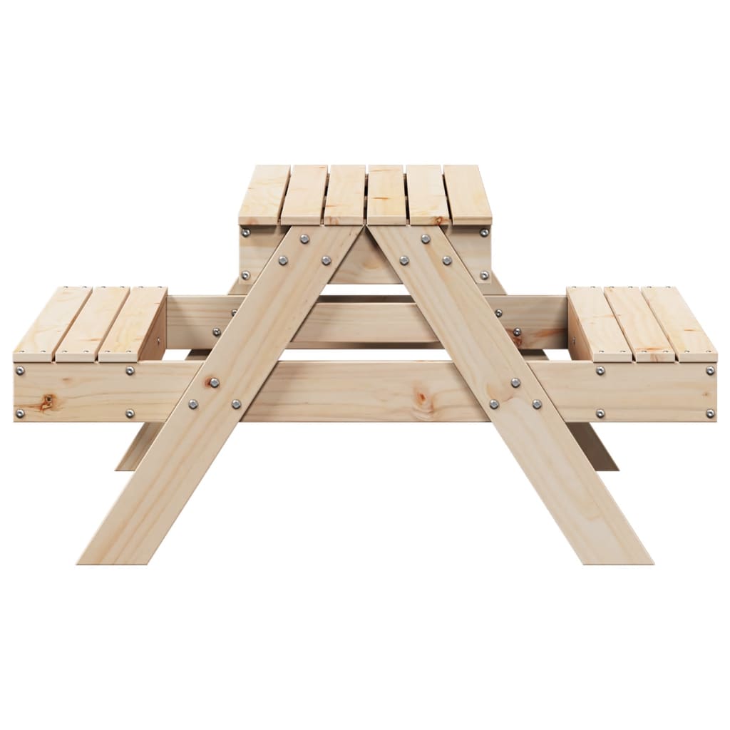 vidaXL Picknickbord med sandlåda för barn massivt furu