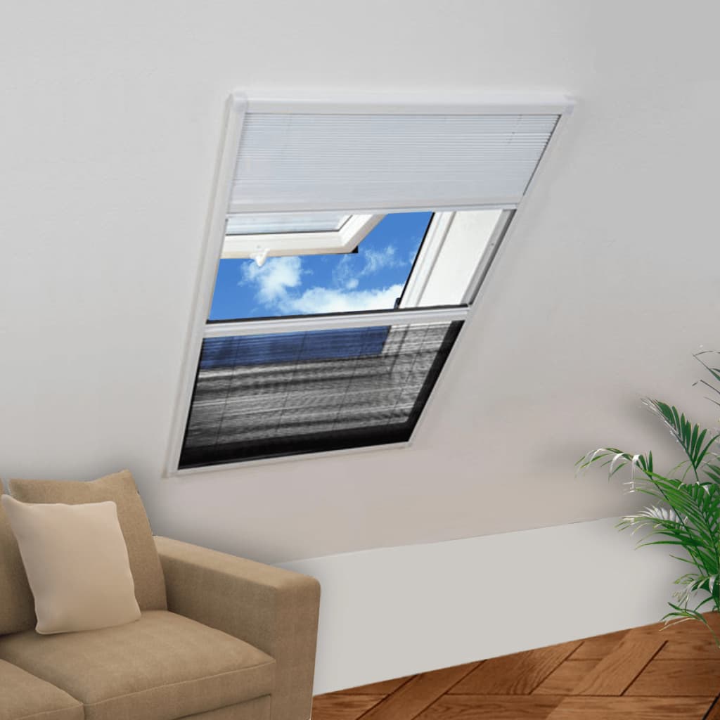 vidaXL Plisserat insektsnät med jalusi för fönster 60x80 cm aluminium