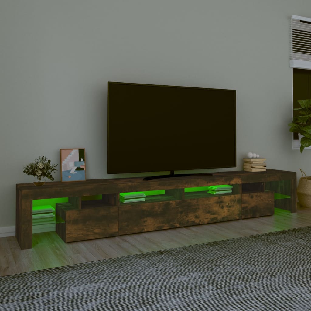 vidaXL Tv-bänk med LED-belysning rökfärgad ek 260x36,5x40 cm