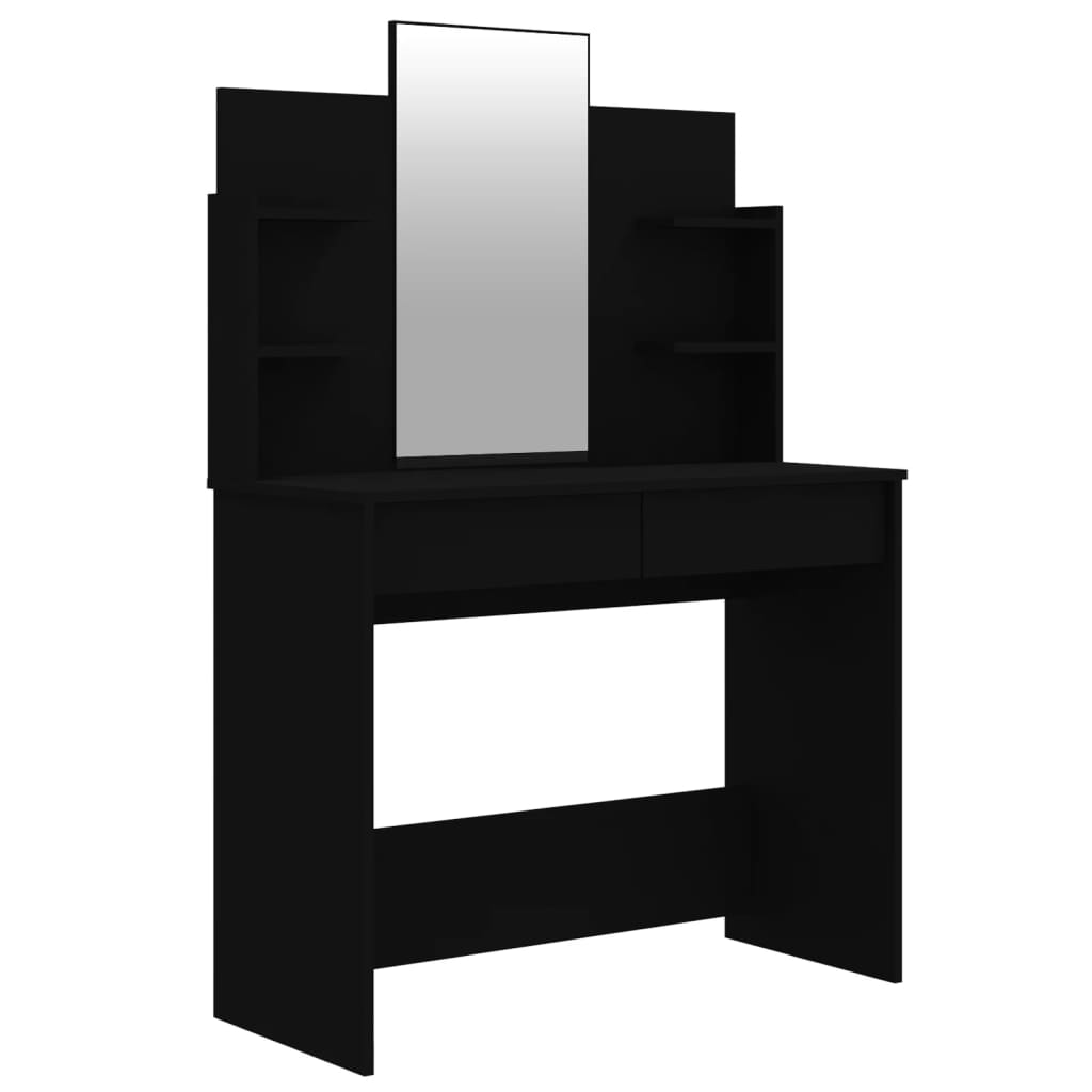 vidaXL Sminkbord med spegel svart 96x40x142 cm