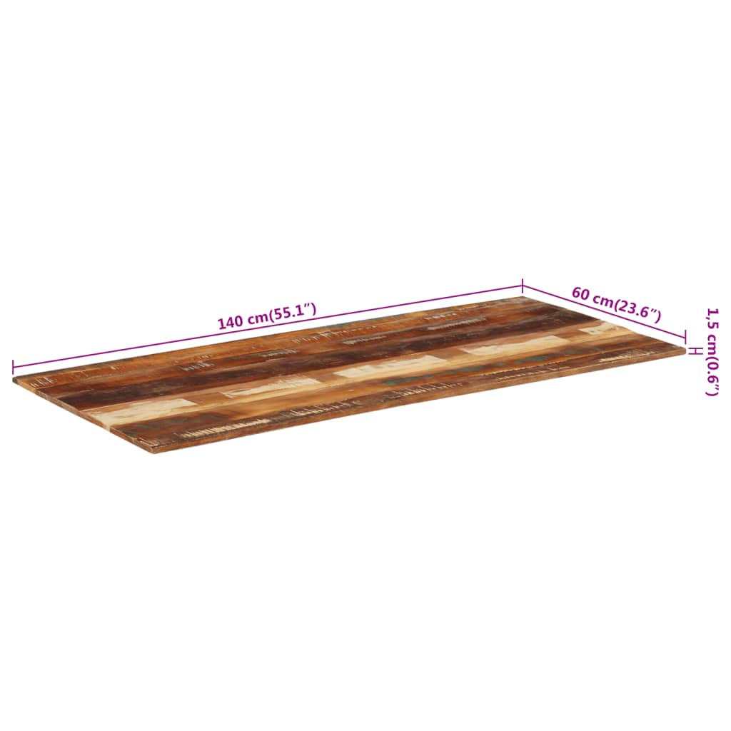 vidaXL Rektangulär bordsskiva 60x140cm 15-16 mm massivt återvunnet trä