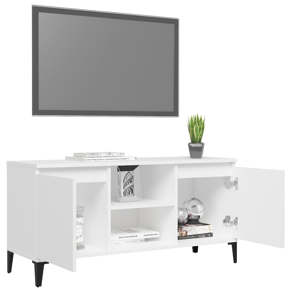 vidaXL TV-bänk med metallben vit 103,5x35x50 cm