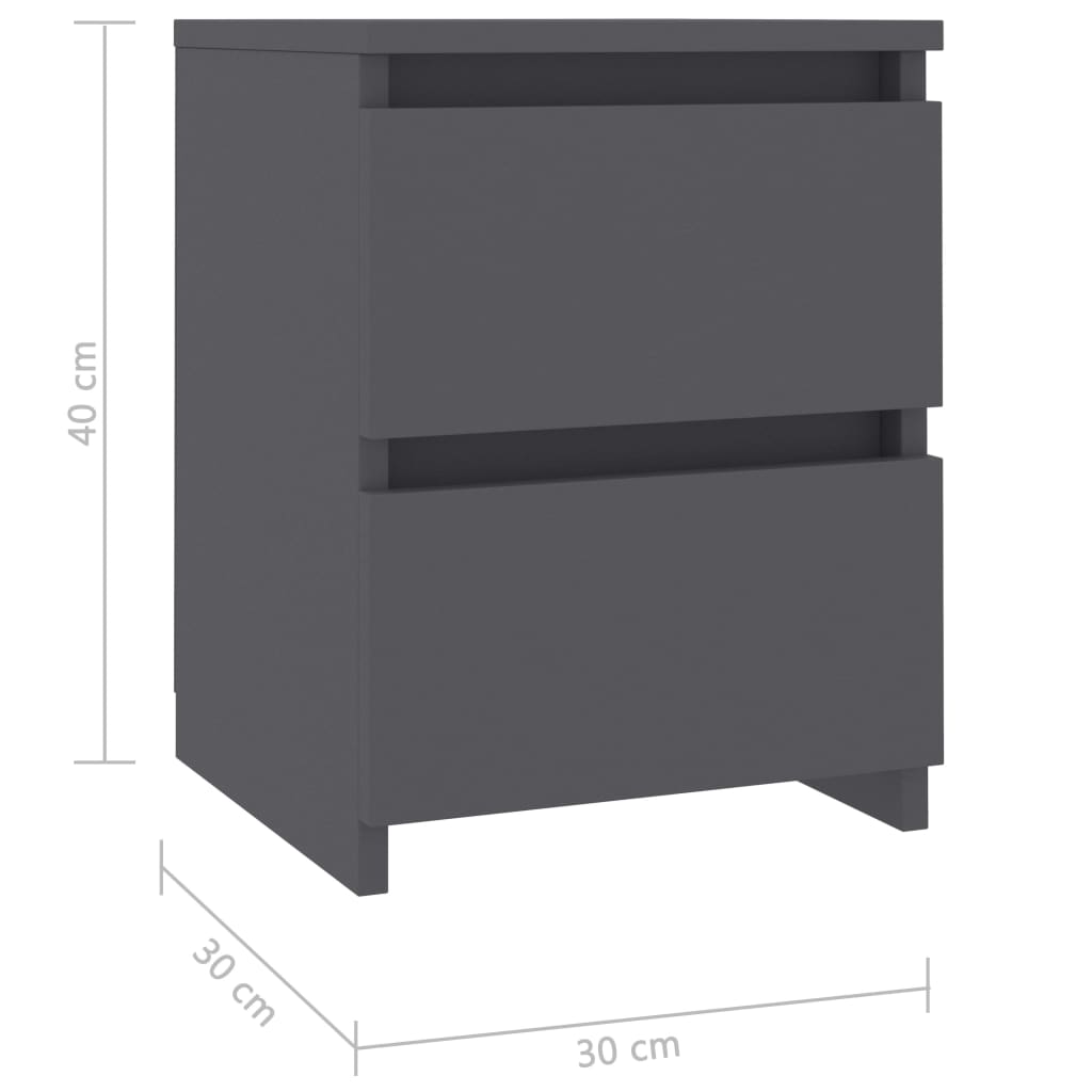 vidaXL Sängbord grå 30x30x40 cm konstruerat trä