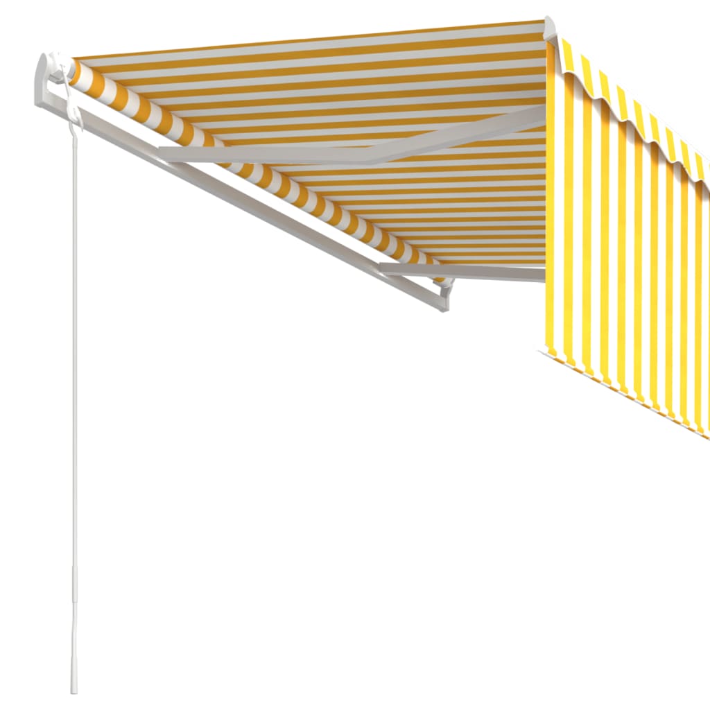 vidaXL Automatiserad markis med rullgardin 3x2,5 m gul och vit