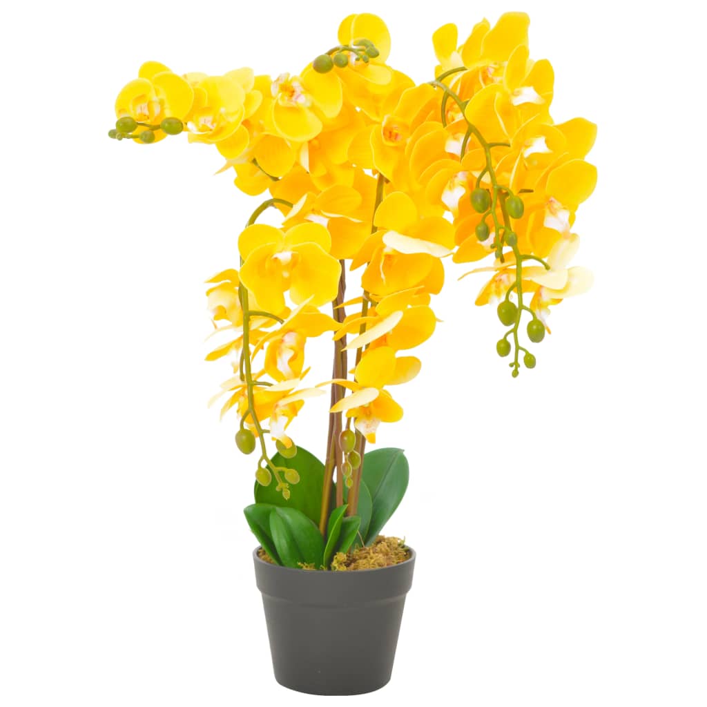 vidaXL Konstväxt Orkidé med kruka 60 cm gul