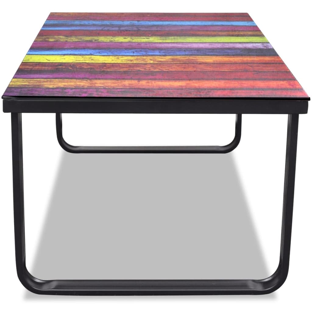 vidaXL Soffbord med regnbågstryck glasskiva