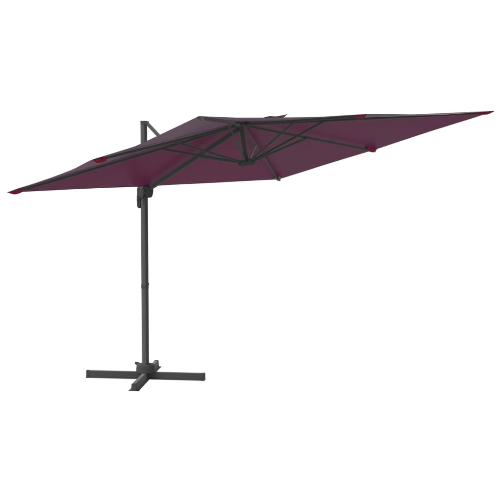 vidaXL Frihängande parasoll med aluminiumstång vinröd 400x300 cm