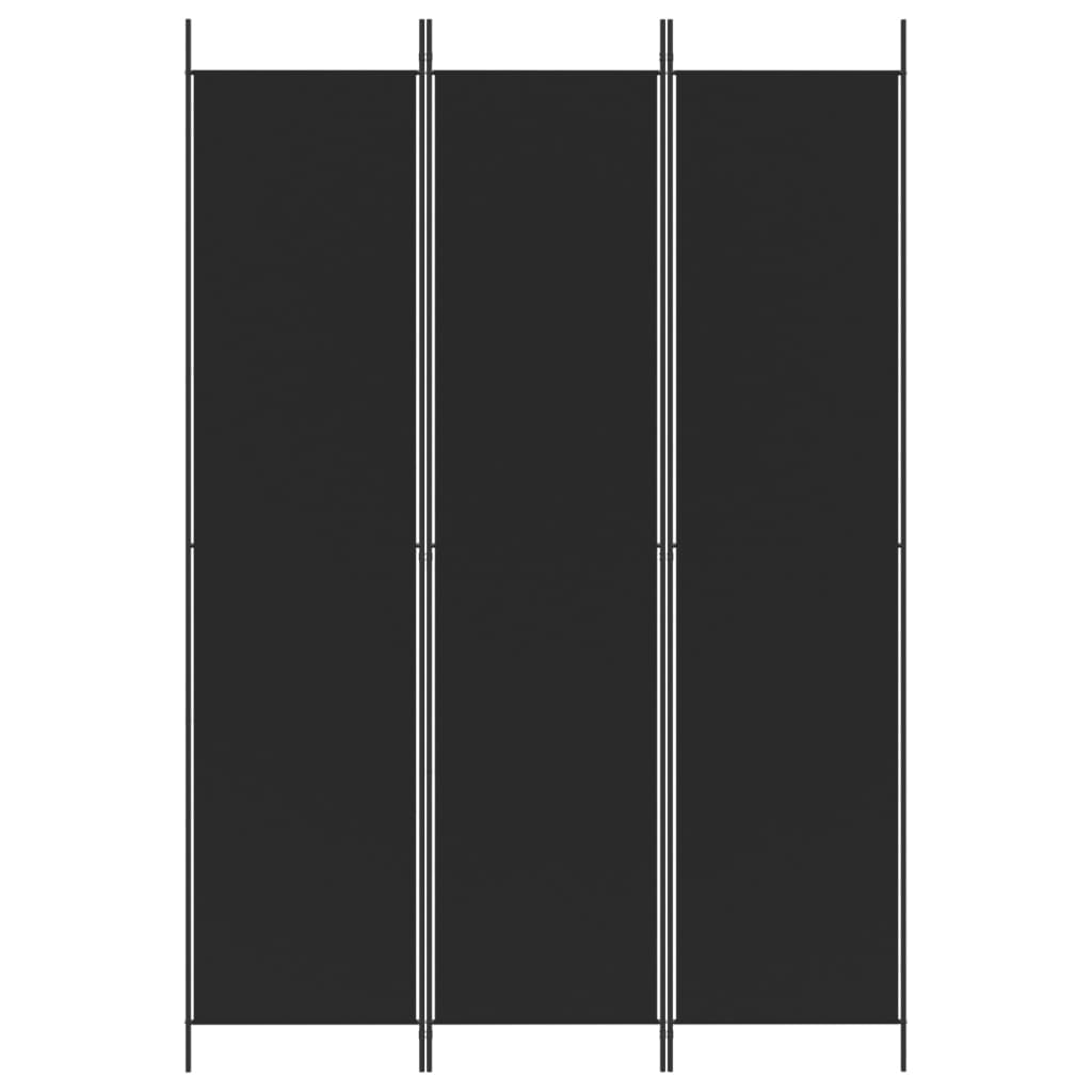 vidaXL Rumsavdelare 3 paneler 150x220 cm svart tyg