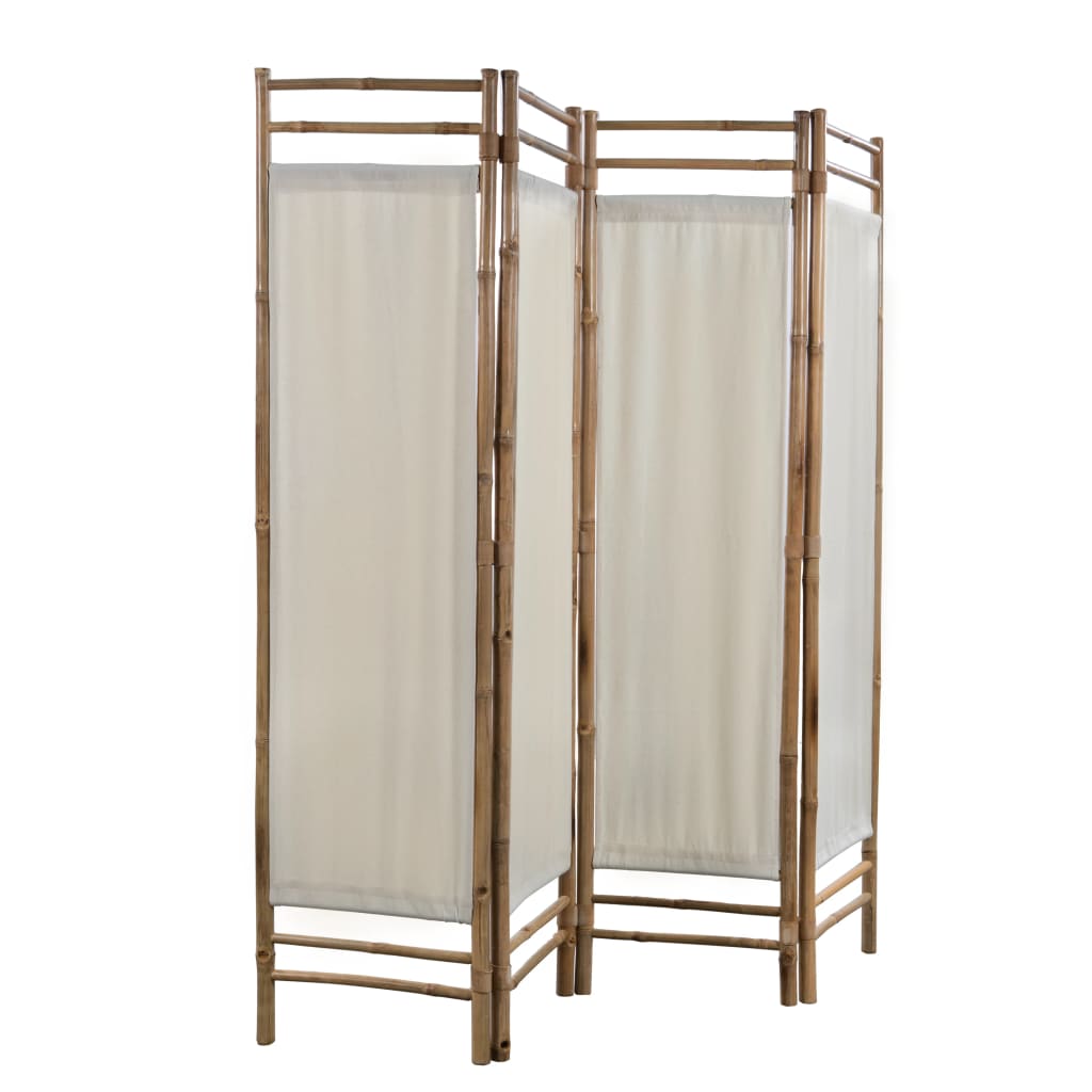 vidaXL Rumsavdelare 4 paneler hopfällbar bambu och kanvas 160 cm