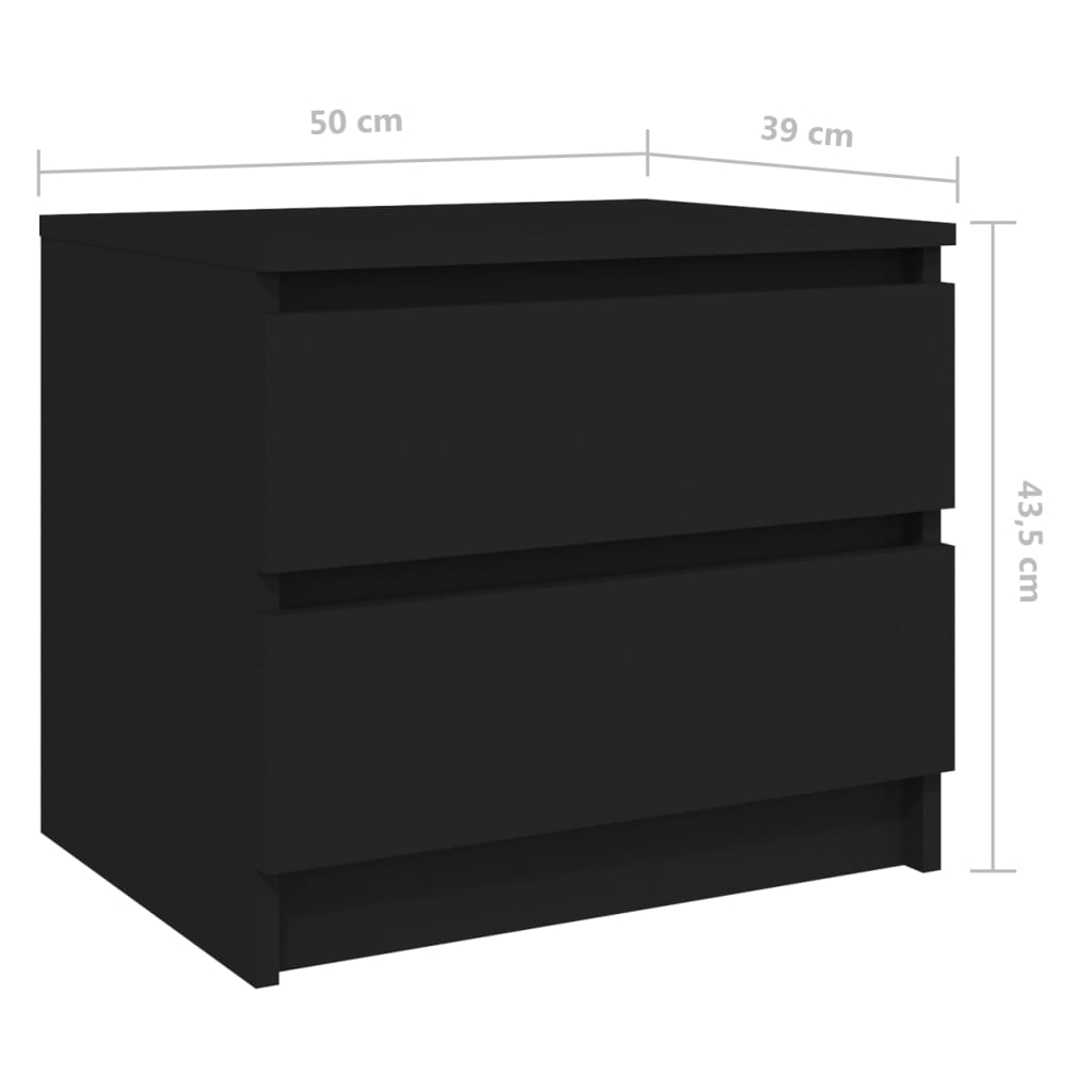 vidaXL Sängbord svart 50x39x43,5 cm konstruerat trä