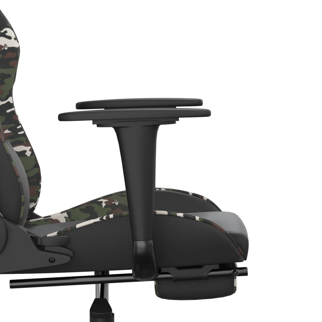 vidaXL Gamingstol med massage och fotstöd svart kamouflage konstläder
