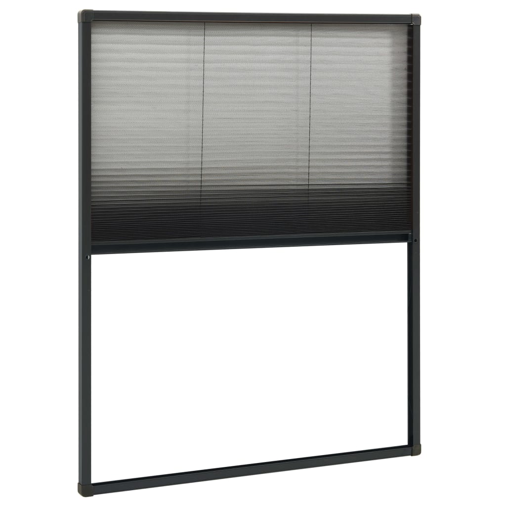 vidaXL Plisserat insektsnät för fönster antracit 80x100 cm aluminium