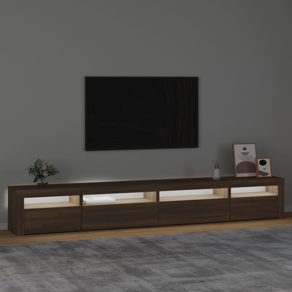 vidaXL Tv-bänk med LED-belysning brun ek 270x35x40 cm
